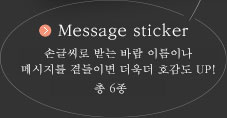 Message sticker　손글씨로 받는 사람 이름이나 메시지를 곁들이면 더욱더 호감도 UP! 총 6무늬